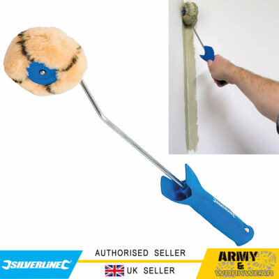 Silverline Corner & Edge Paint Roller Long Reach Handle 100mm 4'' Wide Edgeless