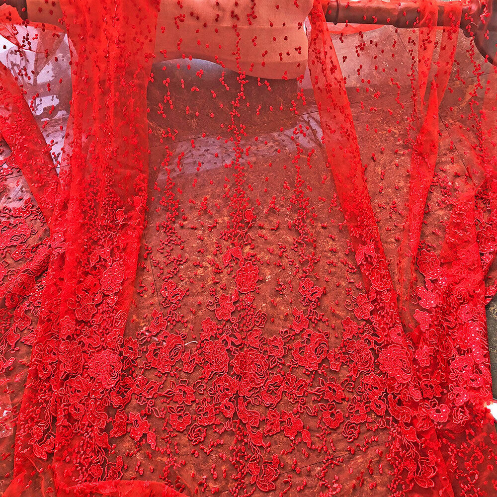Red Tulle Shimmer Fabric