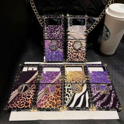 For Samsung Galaxy Z Flip 4 Flip 3 Luxury Leopard Print Shockproof Case