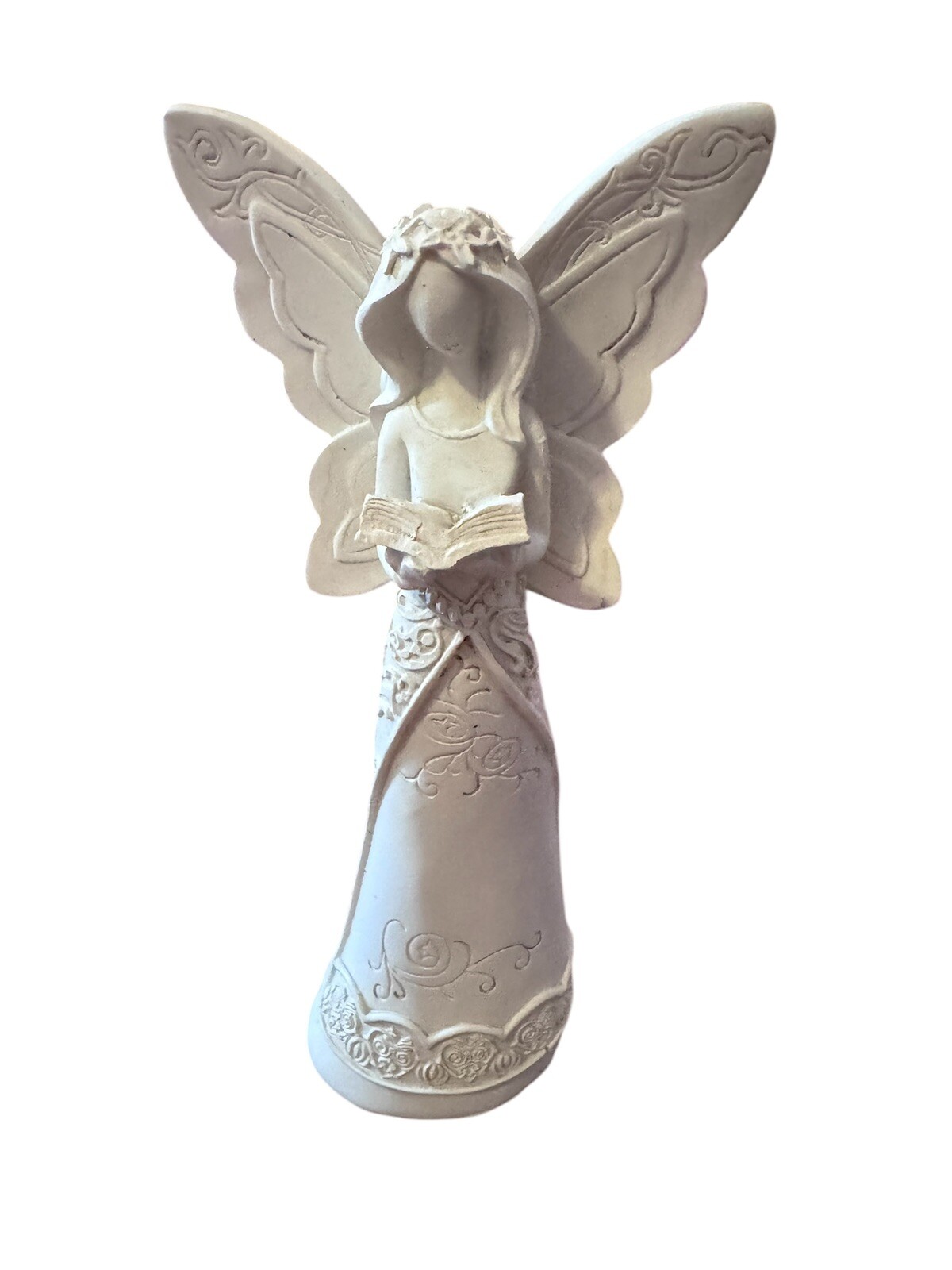 One Winged Angel Figure VTG Winged Angel Figure Statue Holding Book Resin Garden Home Decor Off ...