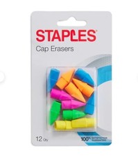 New 6 X Staples Erasers, Assorted Colors, Dozen 771352