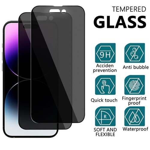 2-PACK For iPhone 16 Plus 15 14 13 12 11 Pro Max XR Privacy Screen Protectors - Picture 14 of 39