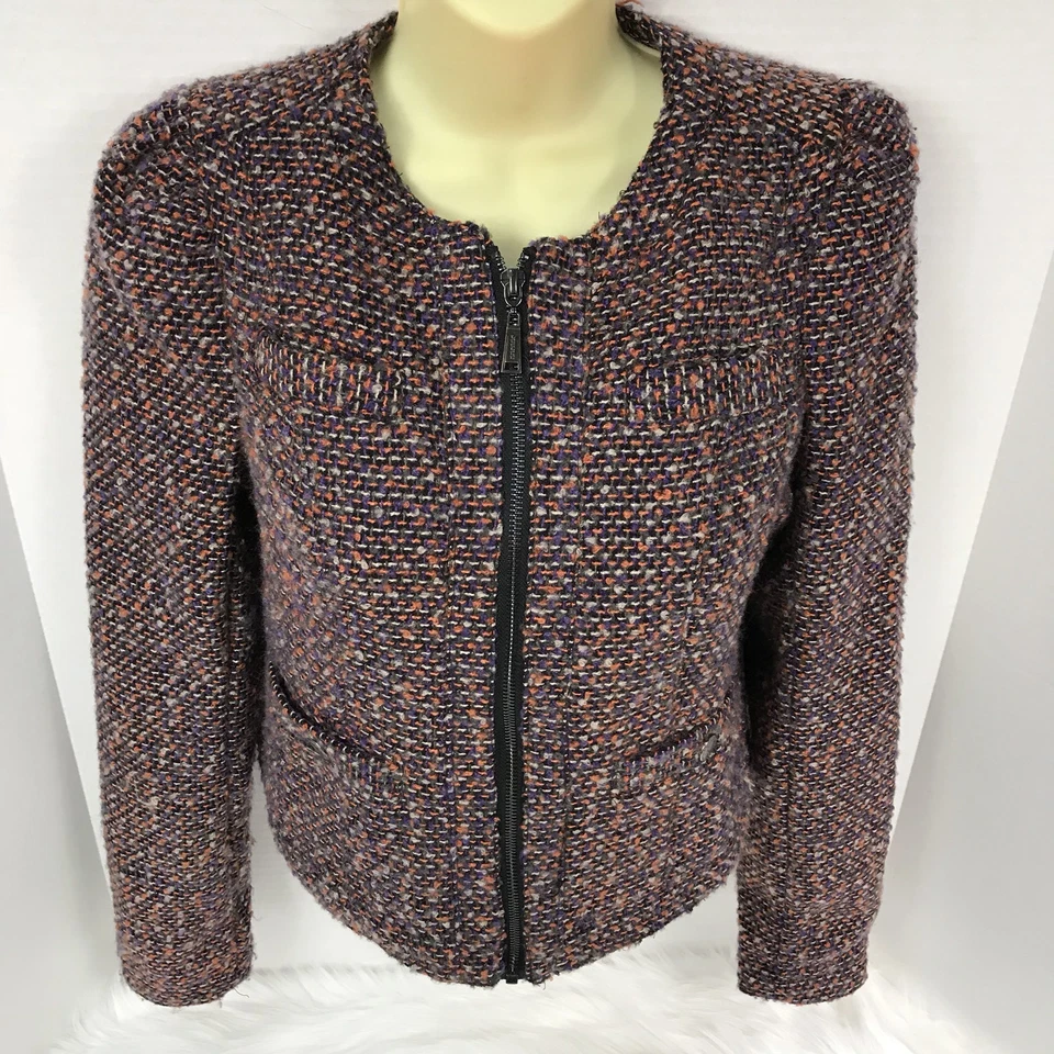 Chaqueta Blazer JOUJOU Cremallera Marrón, Naranja, Púrpura Multi Para Mujer Extra Pequeña XS Foto 2 de 4