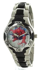 Disney MARVEL Amazing Spiderman watch black rubber band, silver tone case SPM062