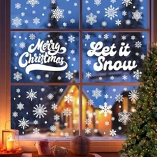 335Pcs Snowflake Christmas Window Clings - Christmas Snowflake-Let it snow