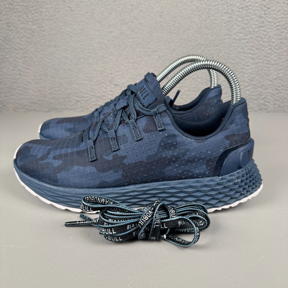 NoBull Shoes Womens Blue Camo Ripstop Runner Fitness Workout