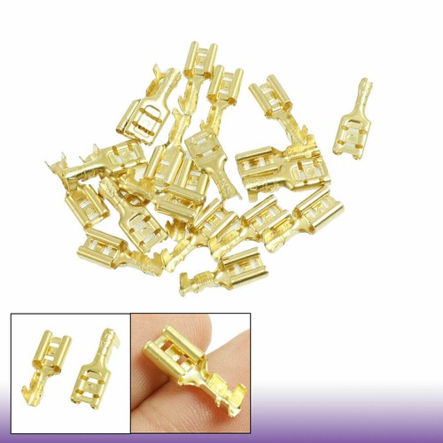 20 x Gold Tone Brass Crimp Terminal 6.7mm Female Spade Connectors⊕IK - Picture 4 of 4