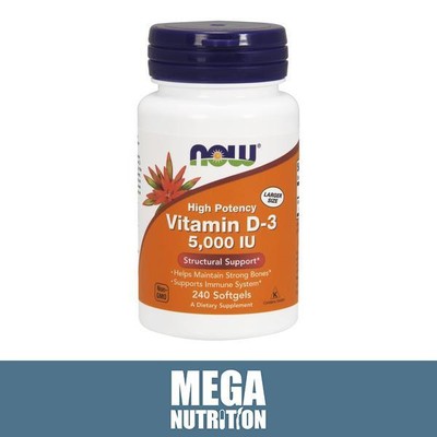 NOW Foods Vitamin D3 Hochpotenz 5000IU 240 Softgels | Immunknochenunterstützung
