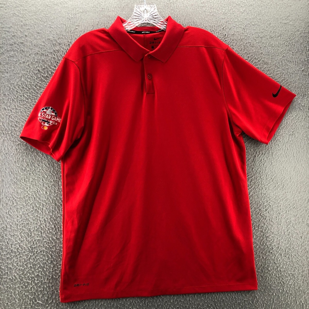 Nike Mens Polo Shirt Large Red Dri-Fit All Star Game Washington DC 2018 Golf