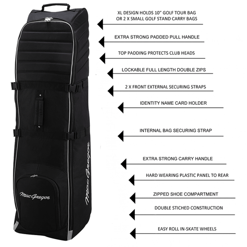 MACGREGOR VIP II X-LARGE GEPOLSTERTE GOLFFLUG RÄDER REISEABDECKUNG - GRAU/SCHWARZ - Bild 3 von 4