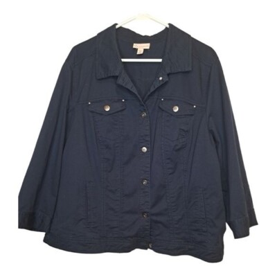 DB Established 1962 Navy Blue Rhinestone Studded Pocket Button Down Jacket 2X  A