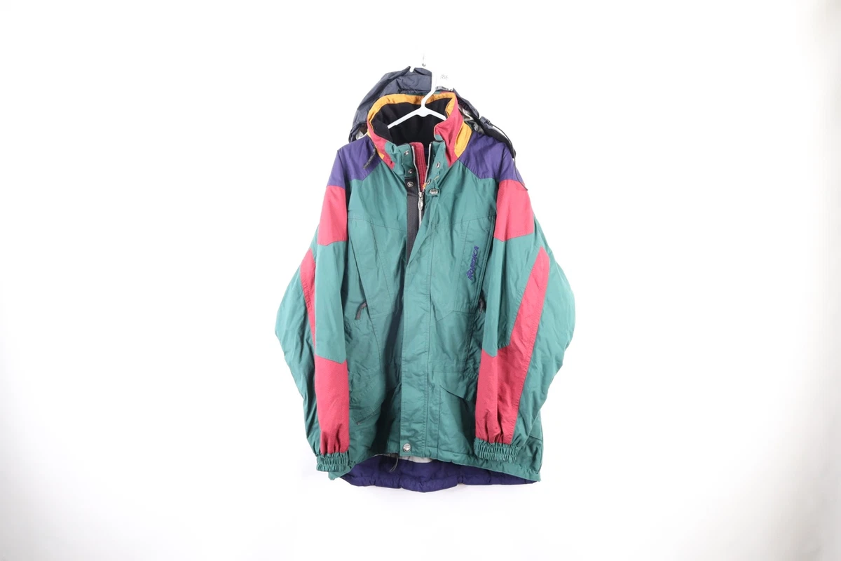Vtg 90s Streetwear Men XL Distressed Color Block Waterproof Ski Snowboard Jacket