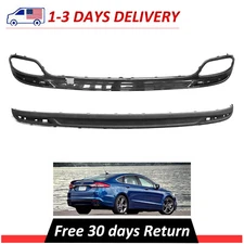 Rear Lower Bumper W/ Dual Exhaust Diffuser Trim Panel Kit For 13-18 Ford Fusion