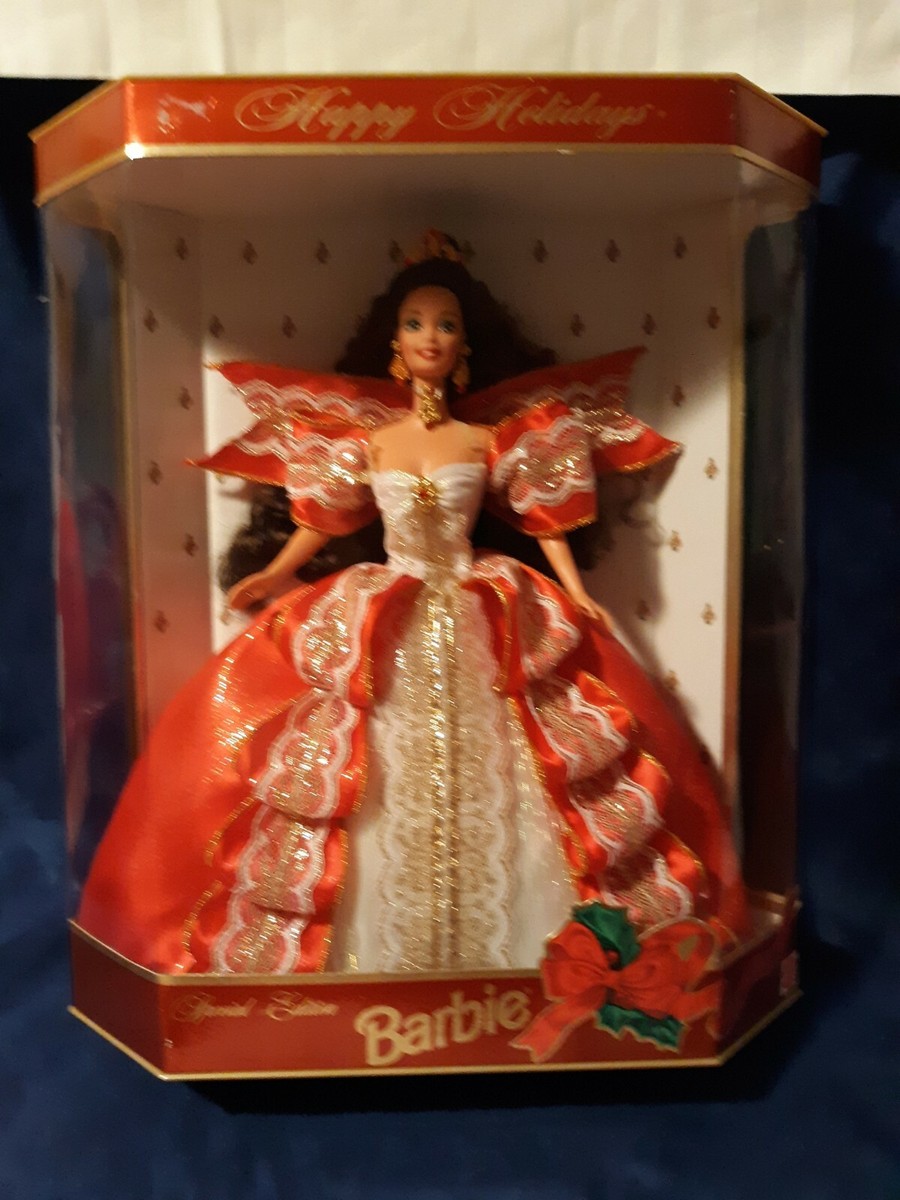 1997 HAPPY HOLIDAY BARBIE- white diamond background VINTAGE