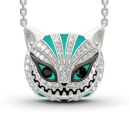 Alice in Wonderland CHESHIRE CAT Rhinestone Betsey Johnson Kitty Necklace - Afbeelding 1 van 11