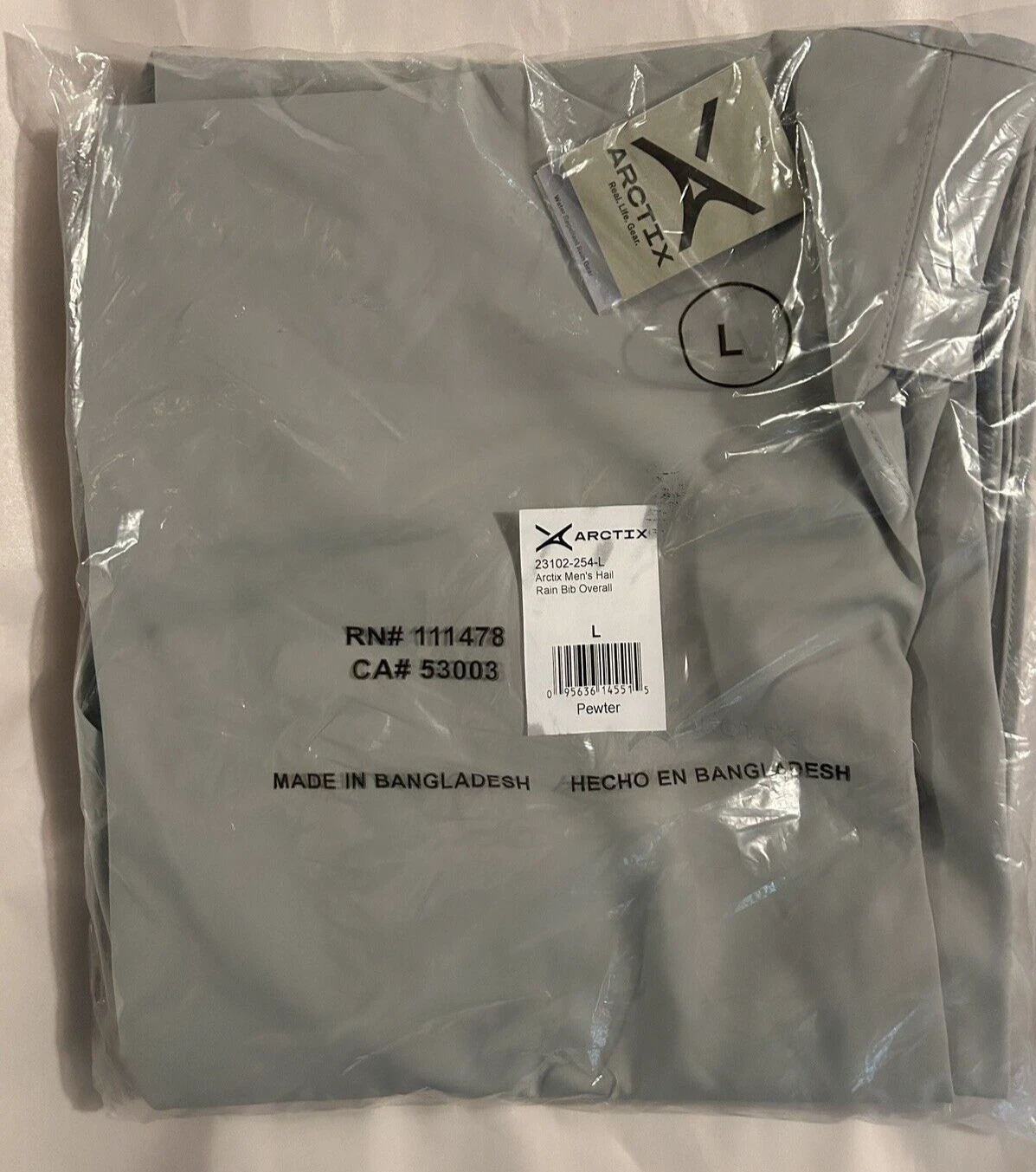NEW Arctix Men's Hail Rain Bib Overalls, Pewter, Large