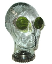 Antique Green Shield Sunglasses Goggles Old Vtg Steampunk Lime Safety Glasses