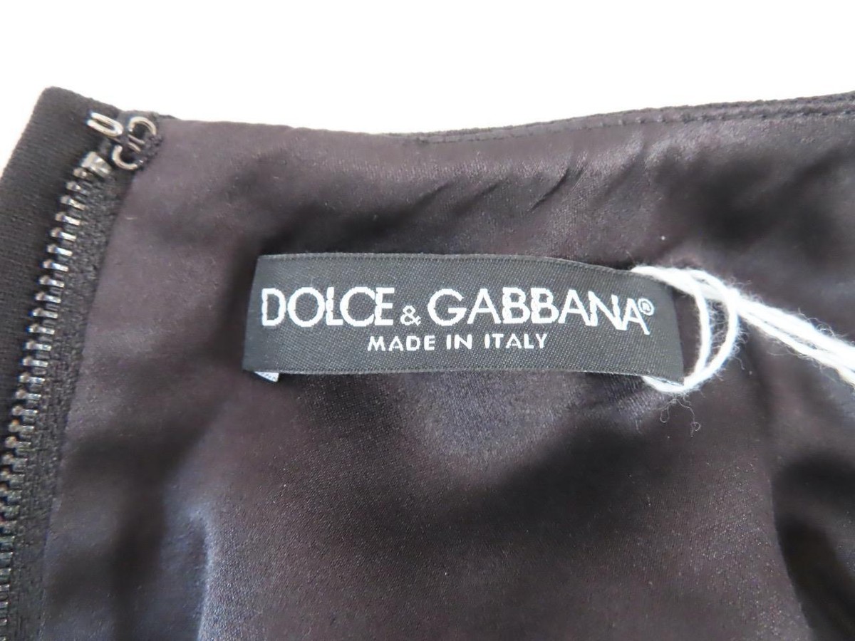 Dolce & Gabbana プリント スクエアネックドレス ブラック Dolce