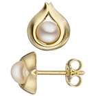 JOBO Stud Drop 333 Gold Yellow Gold 2 Freshwater Pearl Earrings