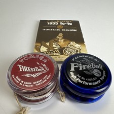 2 Yomega High Performance Blue Fireball and Red Fireball Yoyos Yo-yos 1990s Plus