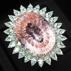 Concave Barbie Pink Tourmaline 45.25Ct 925 Sterling Silver White Gold Halo Rings