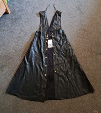 Zara Black Faux Leather Pinafore Dress Steampunk Gothic Size MEDIUM