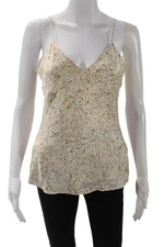 Cami NYC Womens Spaghetti Strap V Neck Silk Floral Camisole Top White Size Small