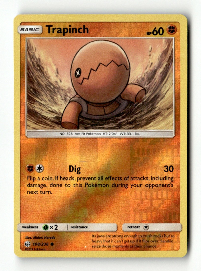 Trapinch - Common Reverse Holo SM - Cosmic Eclipse 108/236 LP Pokémon TCG