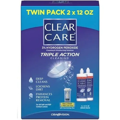 Clear Care Plus HydraGlyde Cleaning and Disinfecting Solution -12 fl oz (2 Pack)