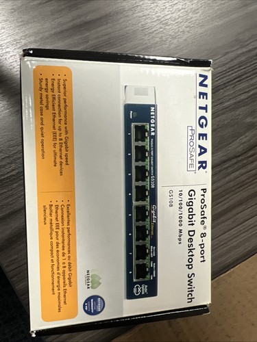 NEW NETGEAR ProSafe 8-Port Gigabit Desktop Switch 10/100/1000 Mbps - GS108 NEW - Picture 2 of 2