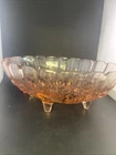 VTG Indiana Depression Glass Fruit Bowl Large Oval 12"L Footed Peachy Blush Pink