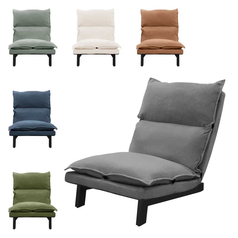 ML DESIGN MODERN LIV Fauteuil de sol dossier inclinable rembourrée en lin pliable couleur au choix