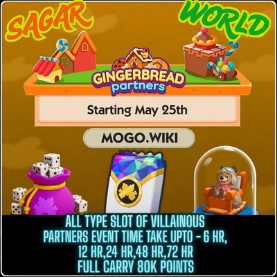 All types of Slot Gingerbread partners event (mono_poly go) FULL CARRY 80K POINT