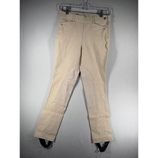 Ariat Heritage Girls Equestrian Breeches Tan Riding Pants Side Zip Stirrup Sz 12