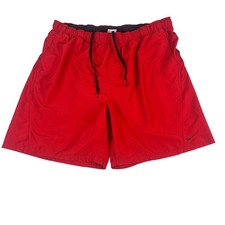Nike Mens XXL Red Mesh Lined Swim Trunks Board Shorts Elastic Waist Drawstring