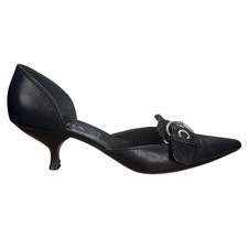 Vintage Prada Women s D'Orsay Black Buckle Kitten Heel Size 39.5 US 9.5