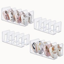 Clear Acrylic Kids Shoe Rack for Closet Organizers and Storage | 4 Pack Small...