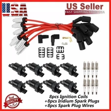 8Pack Ignition Coil and Spark Plug+ Wire For GMC Chevy Silverado 1500 Tahoe 5.3L