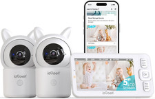 Baby Monitor with 2 Cameras, 5" Screen 1080P Cameras Free Smart App Split Sc