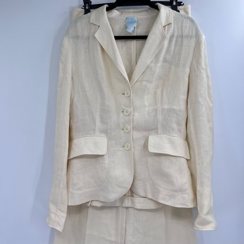 Tory Burch Linen Blazer Wide Leg Outfit Medium Bridal 2 Piece Medium Luxury - Picture 2 of 17