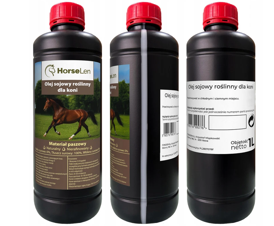 HUILE DE SOJA POUR CHEVAUX 1L NATURELLE NON RAFFINÉE Horselen - Photo 2/4