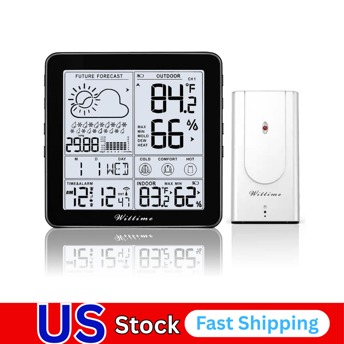 Indoor Outdoor Thermometer Wireless Battery Powered, Ato