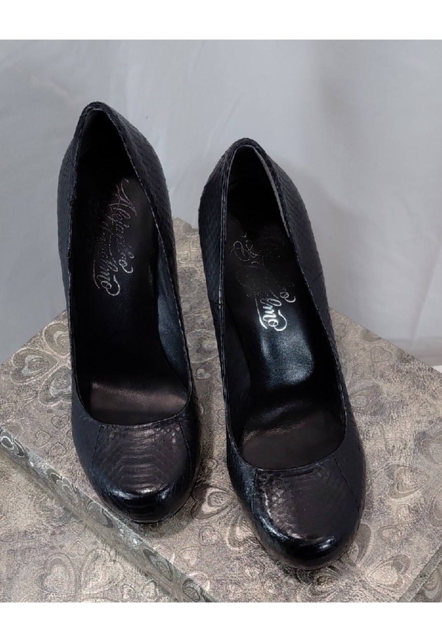 Alejandro Engelmo Black Python Platform Heels Sti… - image 4
