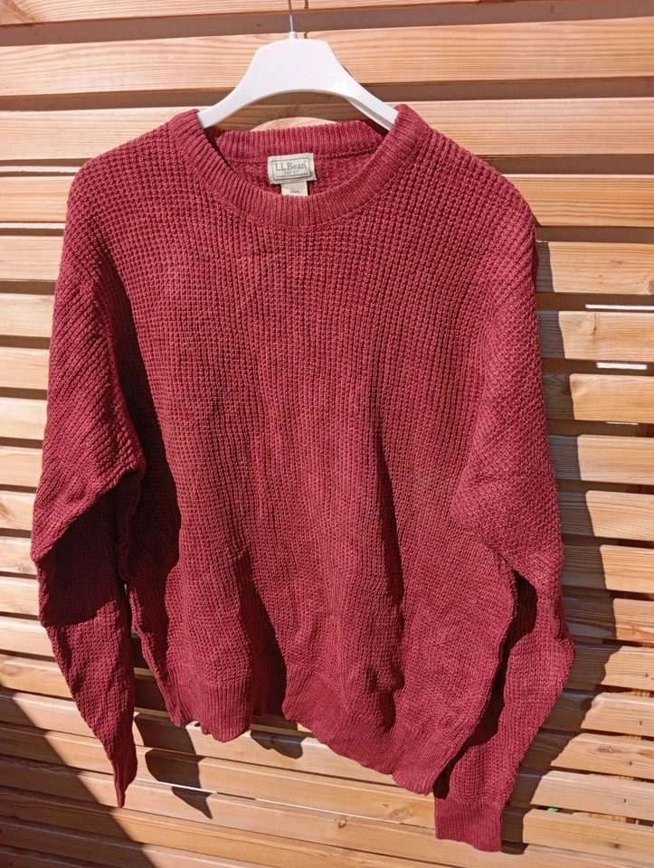 Pull L.L.Bean Bordeaux Homme Taille L – Maille Gaufrée Coton/laine - Photo 1/3