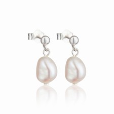 Small Natural Baroque Pearl 925 Sterling Silver Earrings