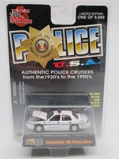 Racing Champions Police USA #109 1999 Ford Crown Vic Greendale WI Police