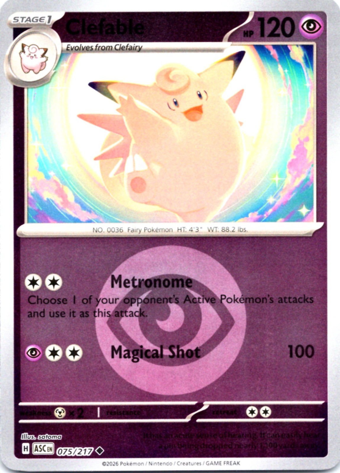 Clefable (Energy Symbol Pattern) 075/217 Uncommon ME: Ascended Heroes NM