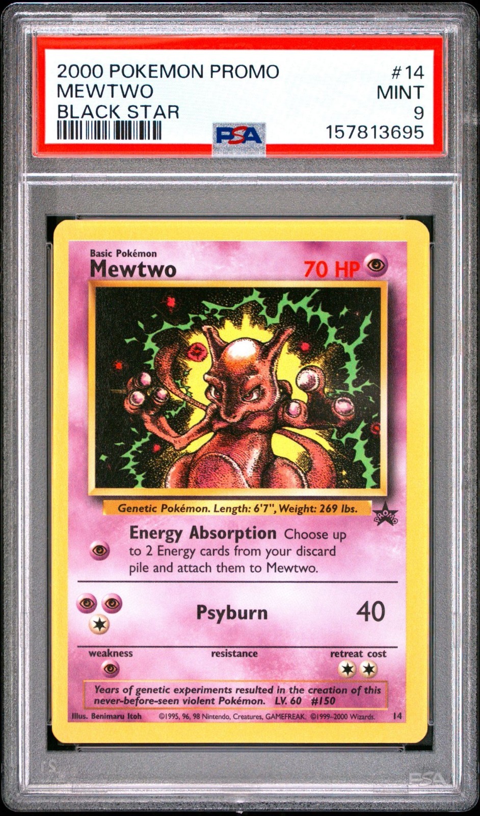 2000 Pokemon Black Star Promo Mewtwo #14 PSA 9 MINT WOTC