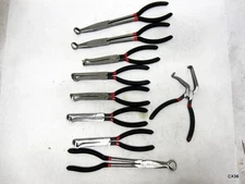 9 Pack of Assorted Long Reach Ring Nose, Clamp Nose Angled Pliers