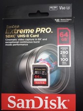 2023 New Sealed SANDISK Extreme PRO SDXC UHS-II Card 64 GB Cinematic 4K/6K Video